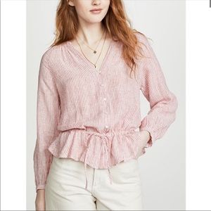 Rails Marti Scarlet Stripe linen blend Top